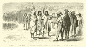 Interview with the Chontaquiros Indians Introduced on the Shore at Bitiricaya by Edouard Riou
